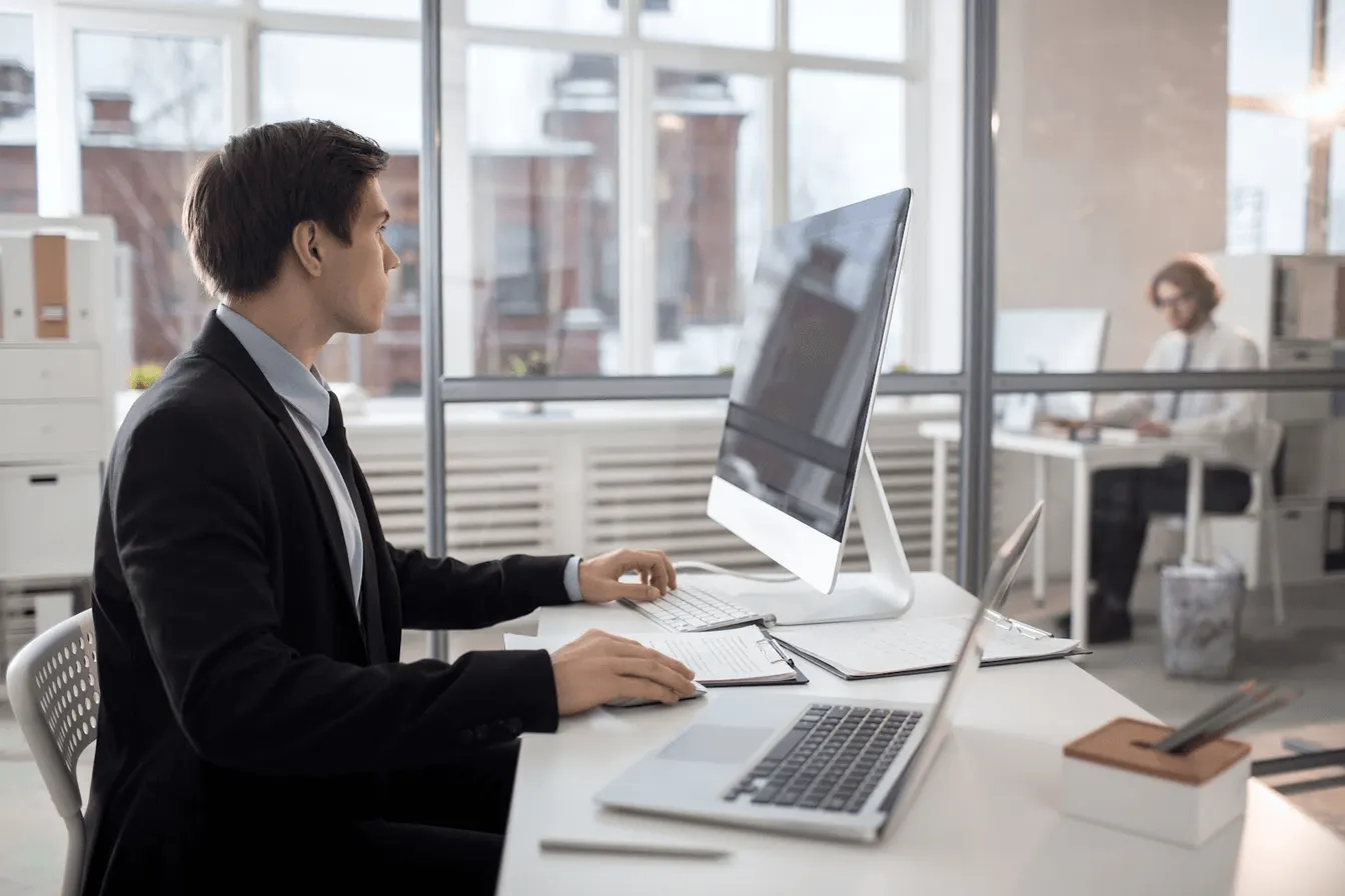 man working on a laptop