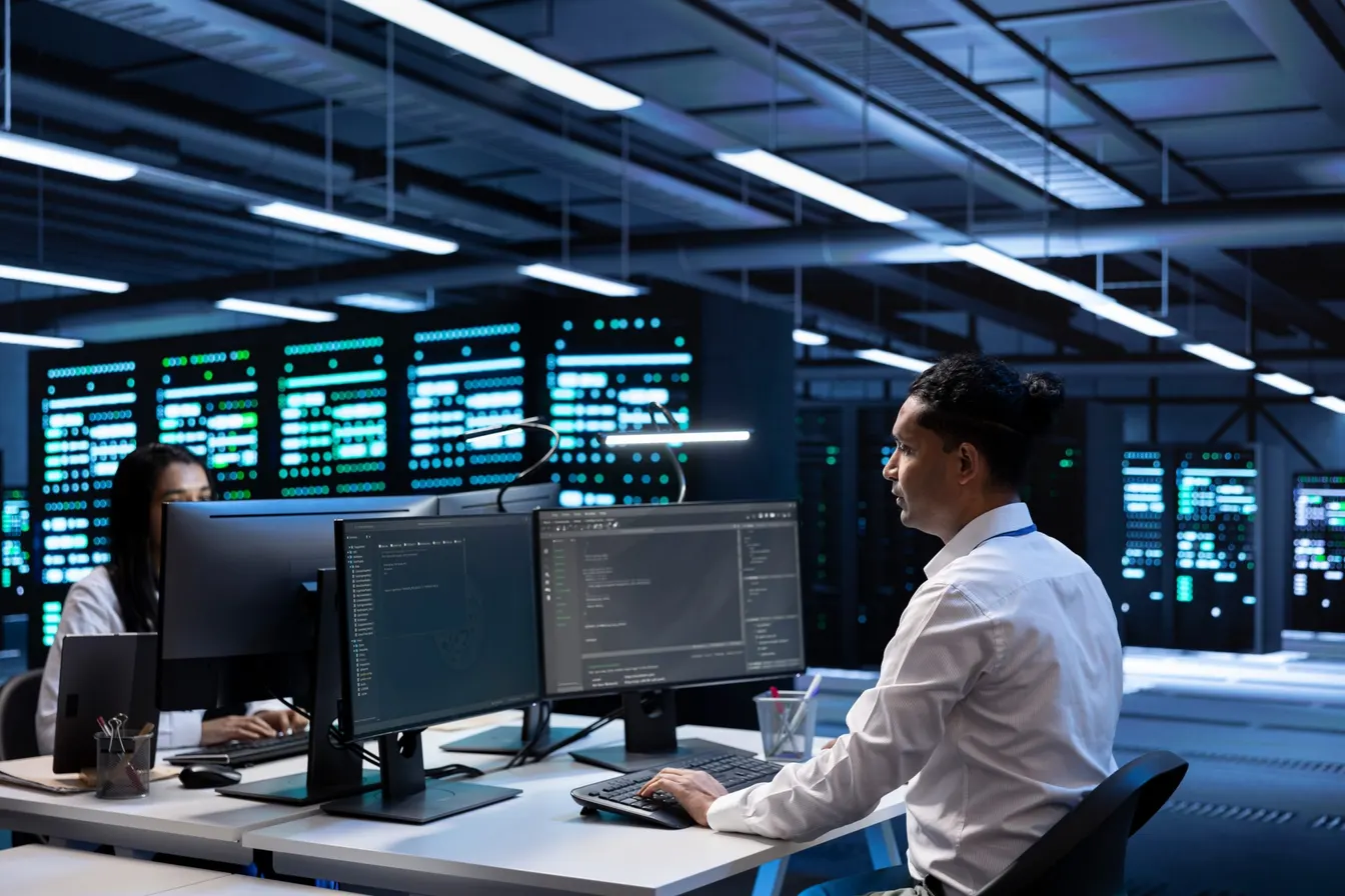 IT employees in server room