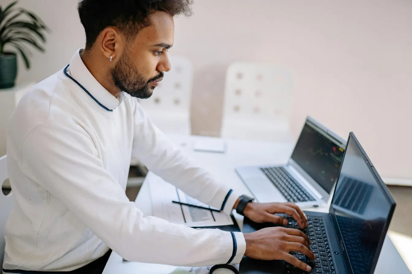 A person working on a laptop
