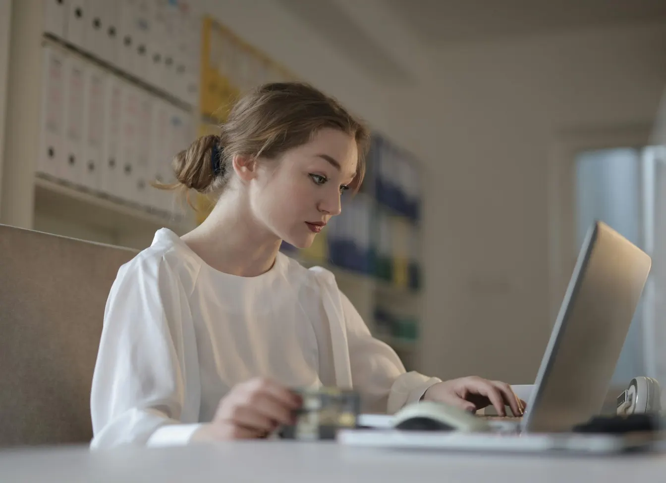 Woman using a laptop