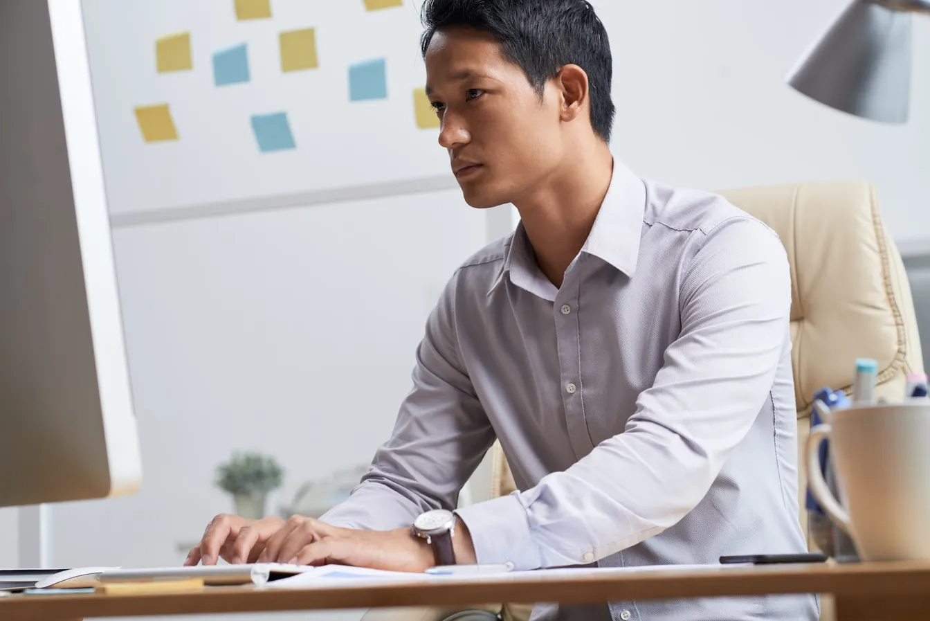 Man working on a computer