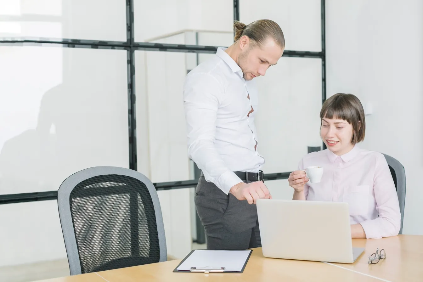 Business people using automated user provisioning software