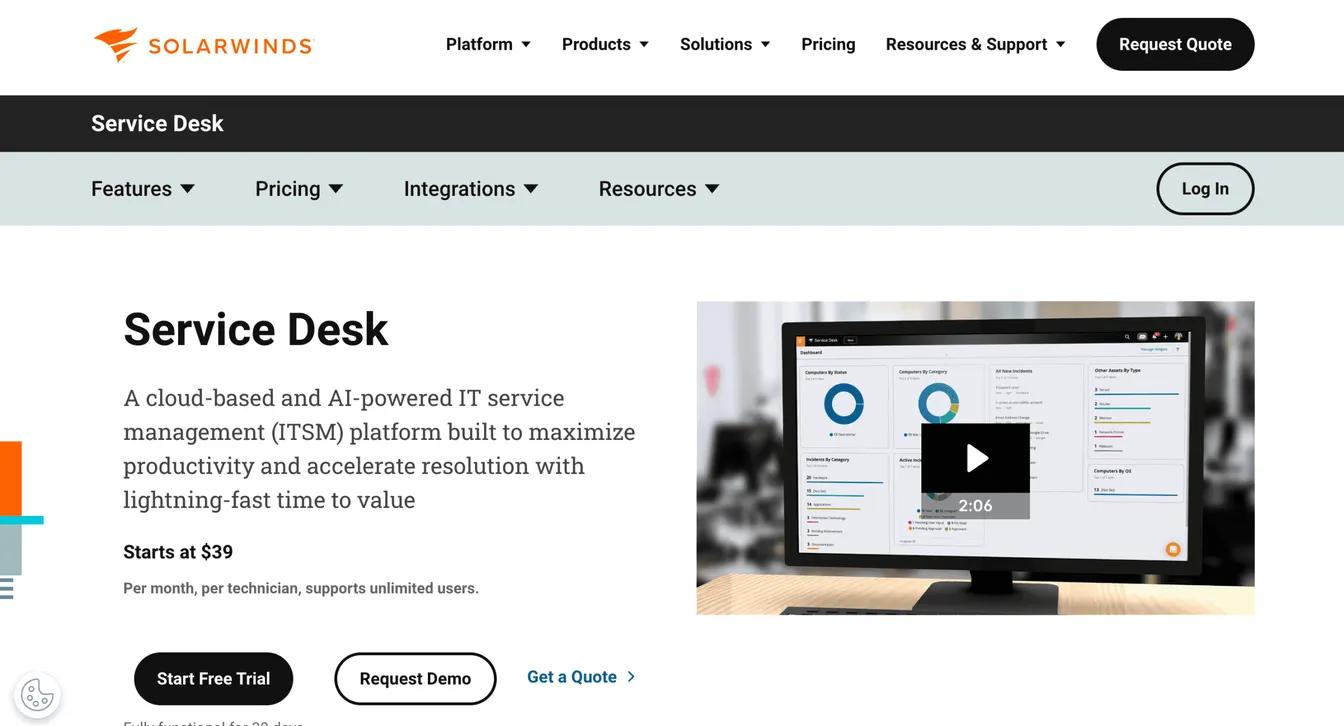 SolarWinds Service Desk