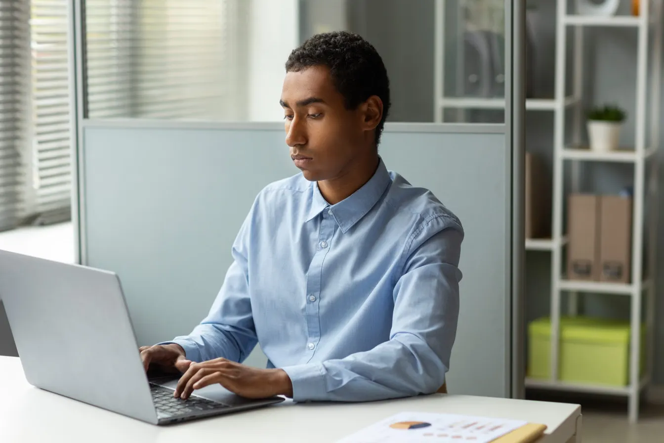 man working on a laptop