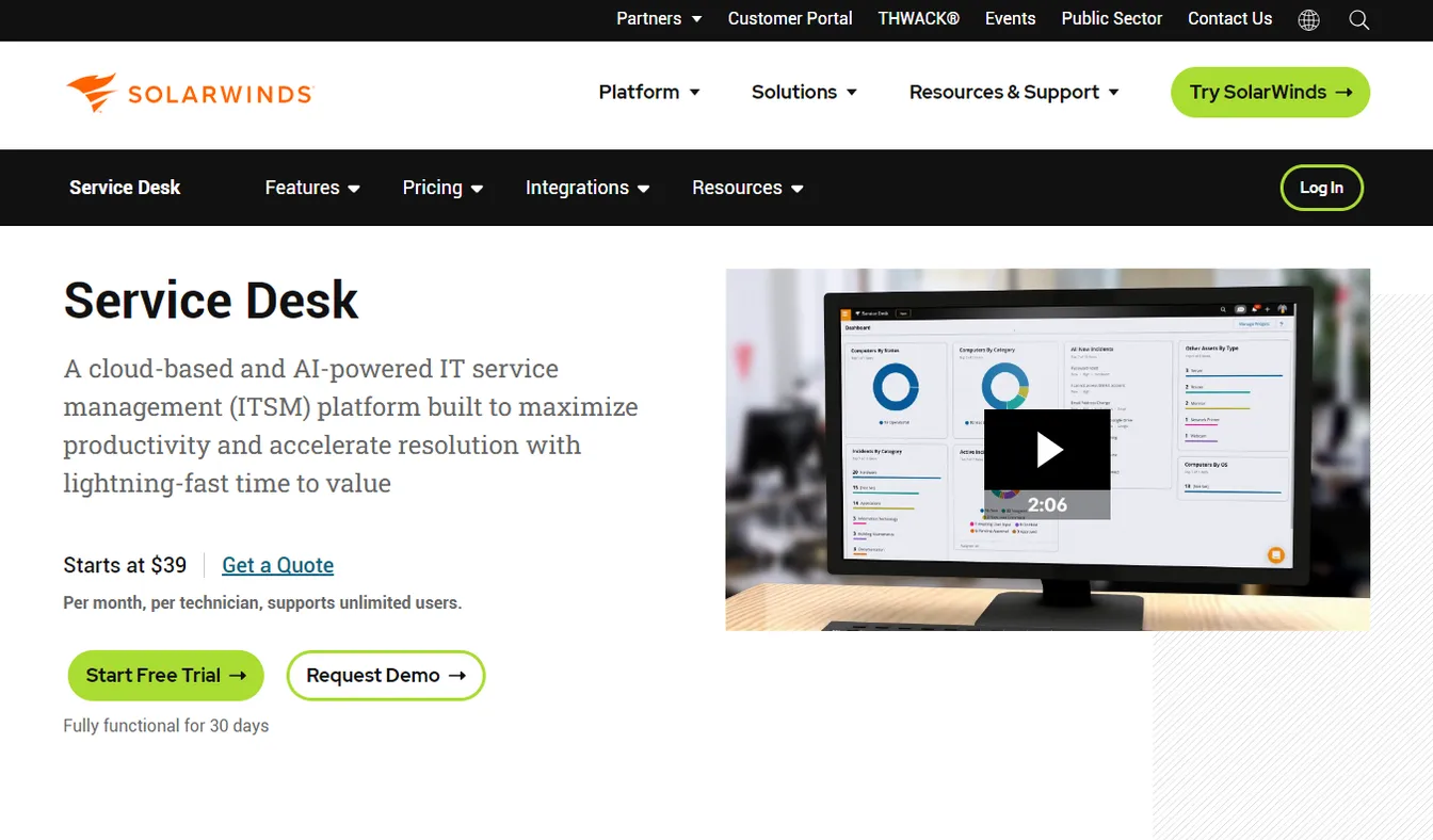 SolarWinds Service Desk