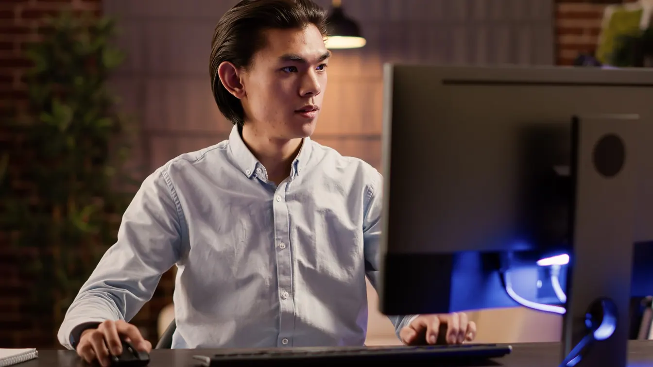 man working on a laptop